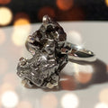 Meteorite Ring Statement - Engagement Ring - Sterling Silver