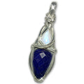 Rainbow Moonstone and Lapis Lazuli Sterling Silver Pendant