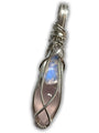 Moonstone and Rose Quartz Crystal Pendant