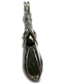 Large 3.3gm Moldavite with Black Tourmaline Sterling Silver