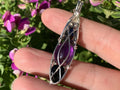 Black Tourmaline, Amethyst and Hematite Pendant Sterling Silver