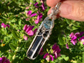 Black Tourmaline with Shungite and Fluorite Pendant Sterling Silver