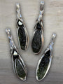 Large 3.3gm Moldavite with Black Tourmaline Sterling Silver