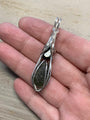 Large 3.3gm Moldavite with Black Tourmaline Sterling Silver