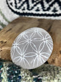 Selenite Palm Stone - Flower of Life Etched