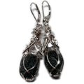 Moldavite with Herkimer Diamond Earrings