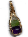 Amethyst Peridot Crystal and Herkimer Diamond Pendant  Detox