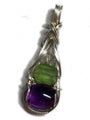 Amethyst Peridot Crystal and Herkimer Diamond Pendant  Detox