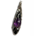 Black Tourmaline, Amethyst and Hematite Crystal Pendant TABS1