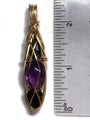 Black Tourmaline, Amethyst and Hematite Crystal Pendant TABS1