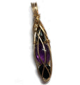 Black Tourmaline, Amethyst and Hematite Crystal Pendant TABS1