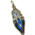 Blue Labradorite and Rainbow Moonstone Pendant in Silver or Gold